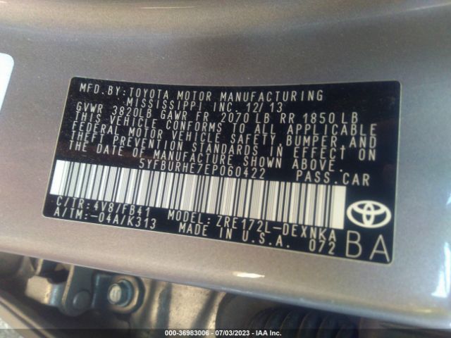 5YFBURHE7EP060422 Toyota COROLLA LE