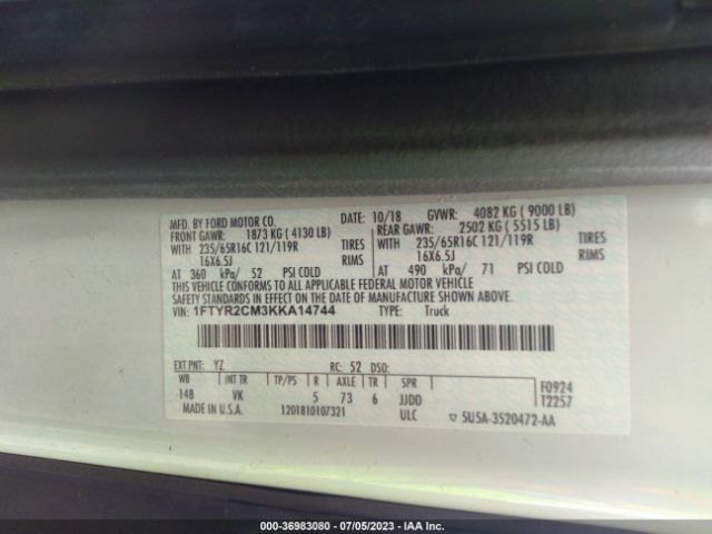 1FTYR2CM3KKA14744 Ford TRANSIT VAN