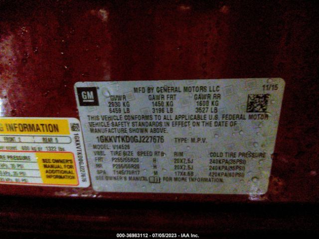 1GKKVTKD0GJ227676 GMC Acadia Denali