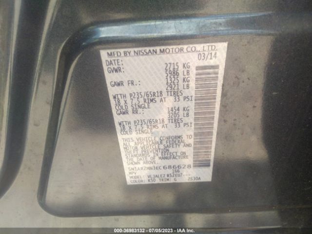 5N1AR2MN3EC686628 Nissan Pathfinder Sv