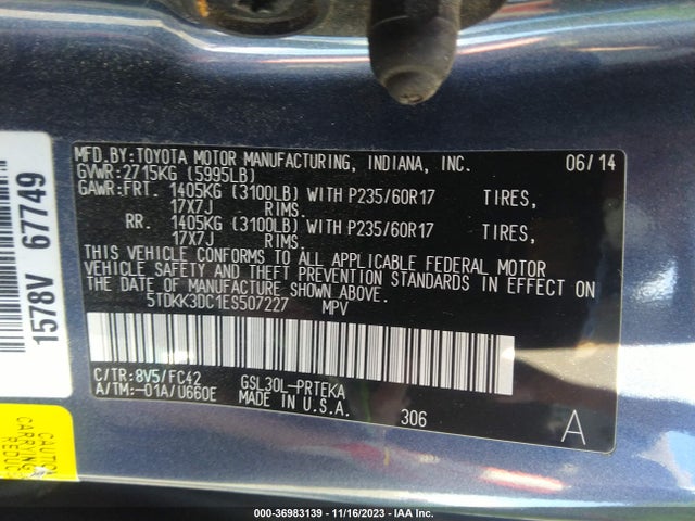 Toyota SIENNA LE 2014 5TDKK3DC1ES507227 Image 9