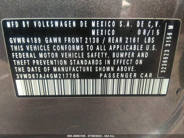 3VWD67AJ4GM217765 Volkswagen Jetta Sedan 1.4t Se
