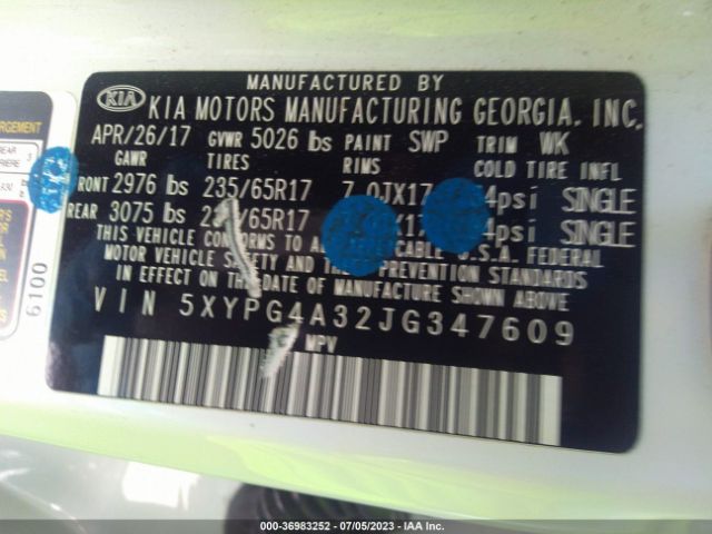 5XYPG4A32JG347609 KIA SORENTO LX