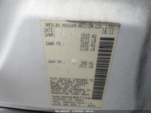1N4AL3AP5FN897746 Nissan Altima 2.5 Sl