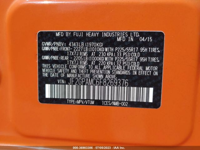 JF2GPAMC6F8269376 Subaru Xv Crosstrek Limited