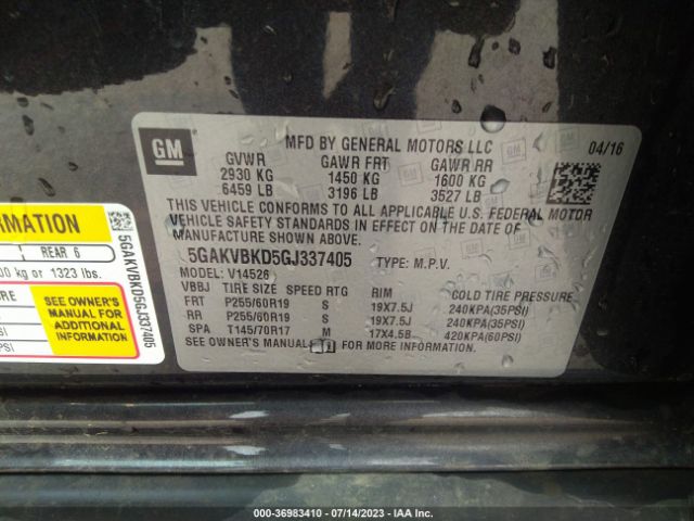 5GAKVBKD5GJ337405 Buick Enclave Leather