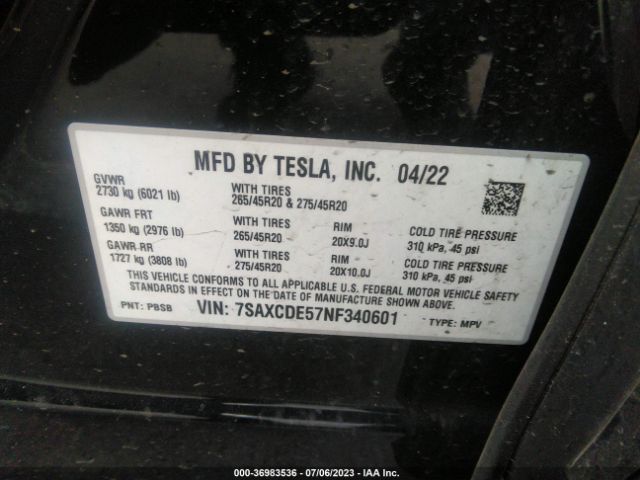 7SAXCDE57NF340601 Tesla MODEL X