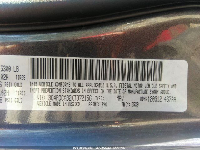 3C4PDCAB2KT872156 Dodge Journey Se Value Pkg