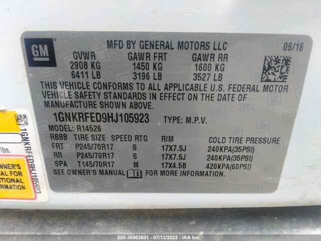 Chevrolet Traverse Ls 2017 1GNKRFED9HJ105923 Image 9
