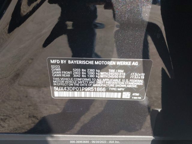 5UX43DP01P9R51866 BMW X3 Sdrive30i