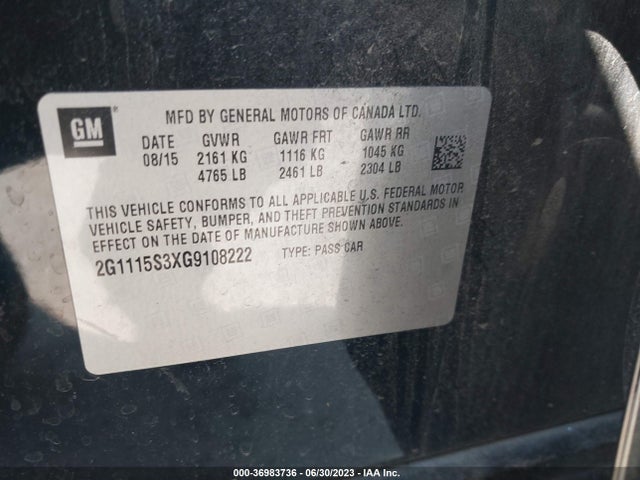 Chevrolet IMPALA LT 2016 2G1115S3XG9108222 Image 16