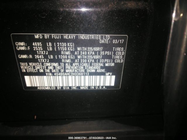 4S4BSAHC2H3368113 Subaru Outback Premium