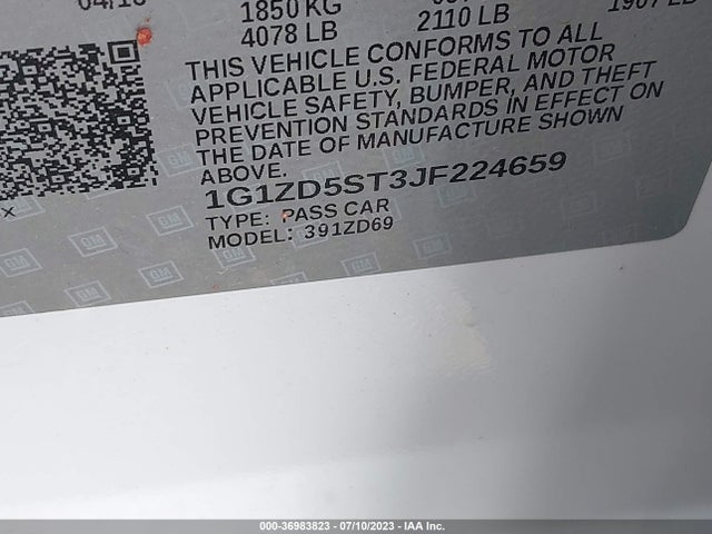 Chevrolet MALIBU LT 2018 1G1ZD5ST3JF224659 Image 9