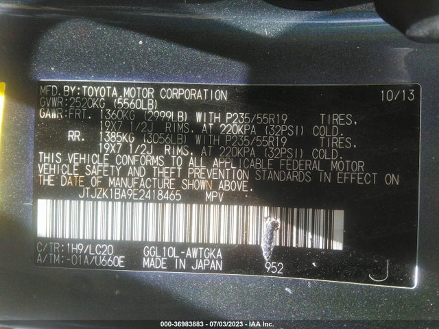 JTJZK1BA9E2418465 Lexus RX 350