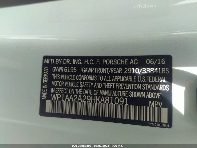 WP1AA2A29HKA81091 Porsche Cayenne