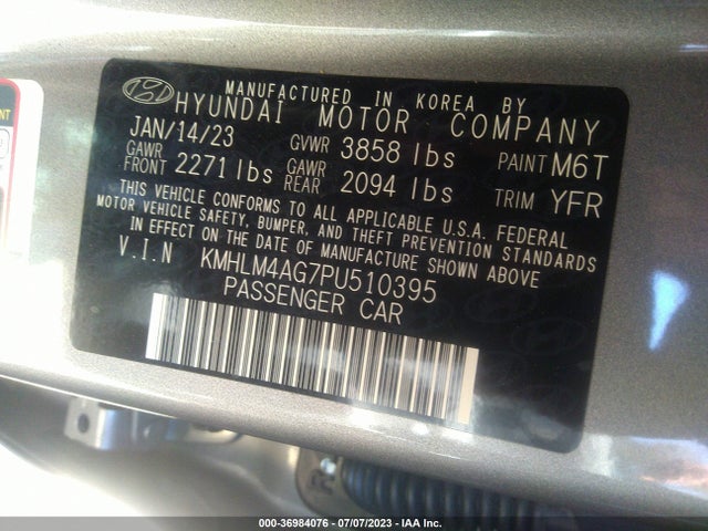 Hyundai ELANTRA SEL 2023 KMHLM4AG7PU510395 Image 9