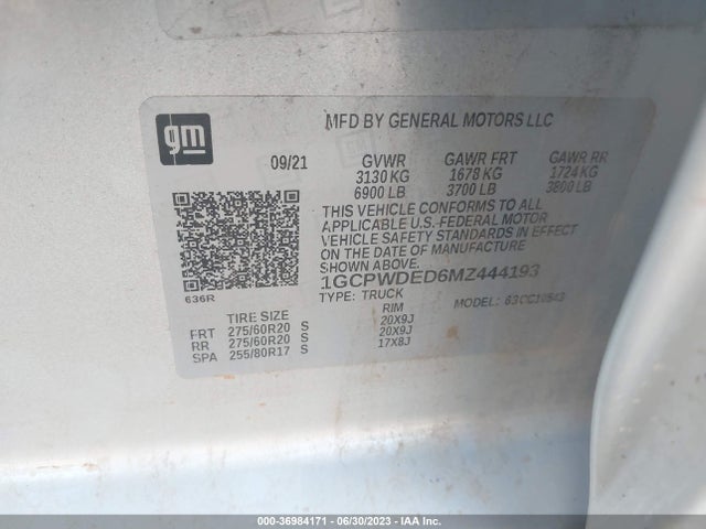 Chevrolet Silverado 1500 Rst 2021 1GCPWDED6MZ444193 Image 9