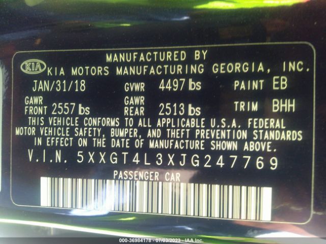 5XXGT4L3XJG247769 KIA Optima Lx