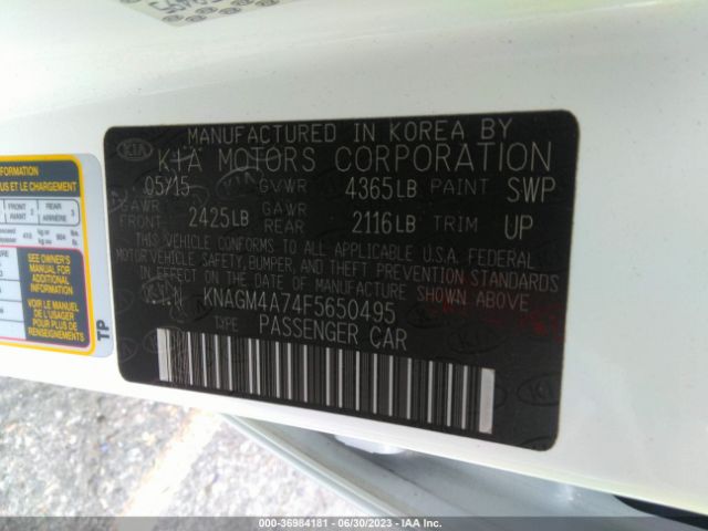KNAGM4A74F5650495 KIA Optima Lx
