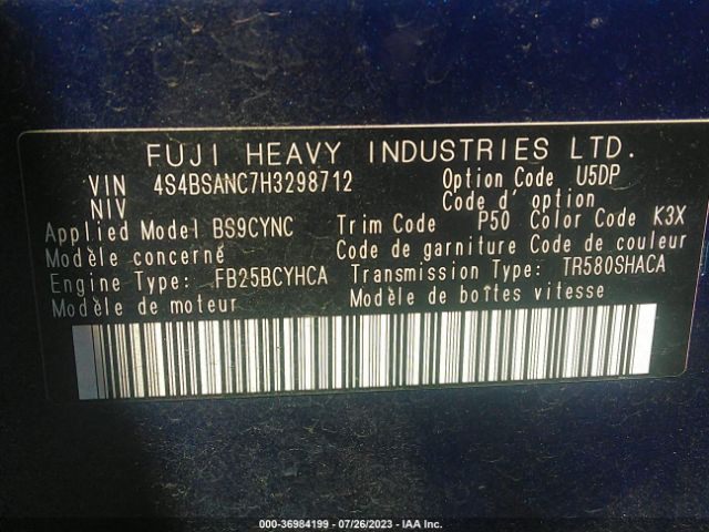 4S4BSANC7H3298712 Subaru Outback Limited