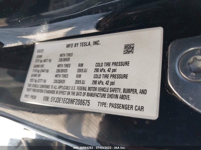 Tesla Model 3 Performance 2022 5YJ3E1EC8NF208675 Image 17