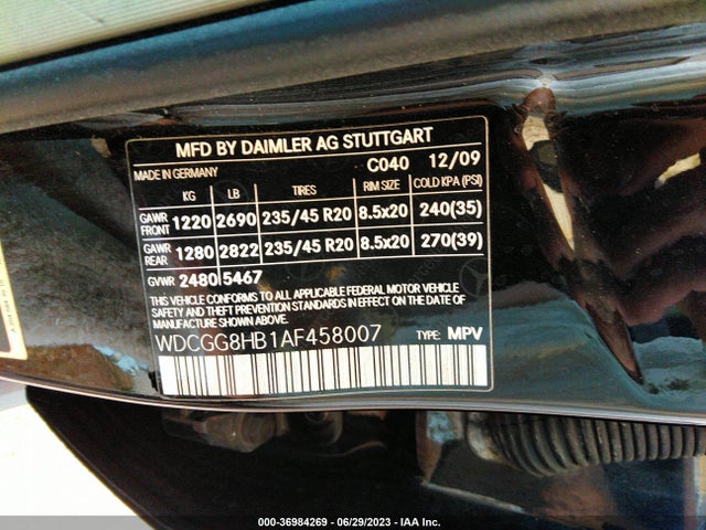 2010 MERCEDES-BENZ GLK-CLASS GLK 350 VIN: WDCGG8HB1AF458007