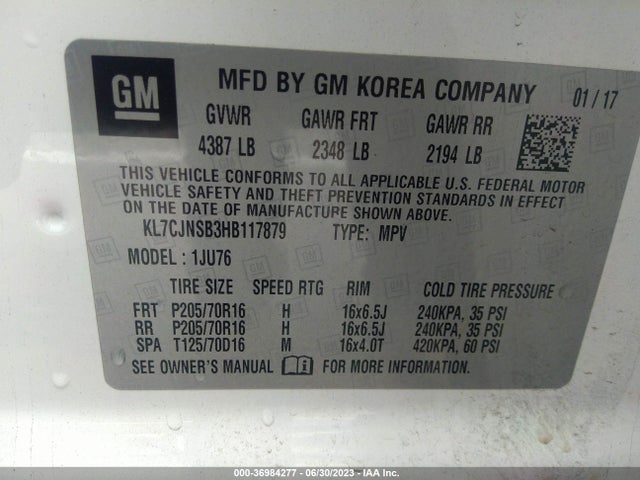 Chevrolet TRAX LS 2017 KL7CJNSB3HB117879 Image 9
