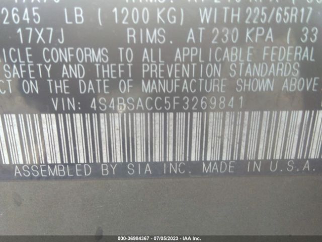 4S4BSACC5F3269841 Subaru Outback 2.5i Premium