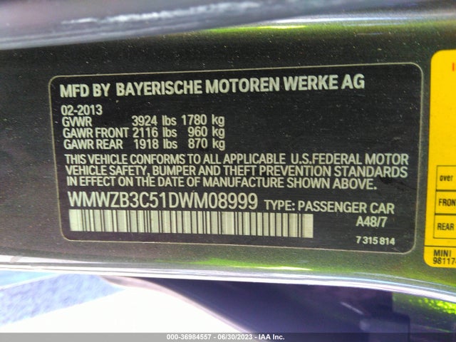 2013 MINI COOPER COUNTRYMAN VIN: WMWZB3C51DWM08999