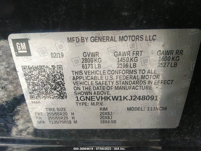 Chevrolet Traverse Lt Leather 2019 1GNEVHKW1KJ248091 Image 9