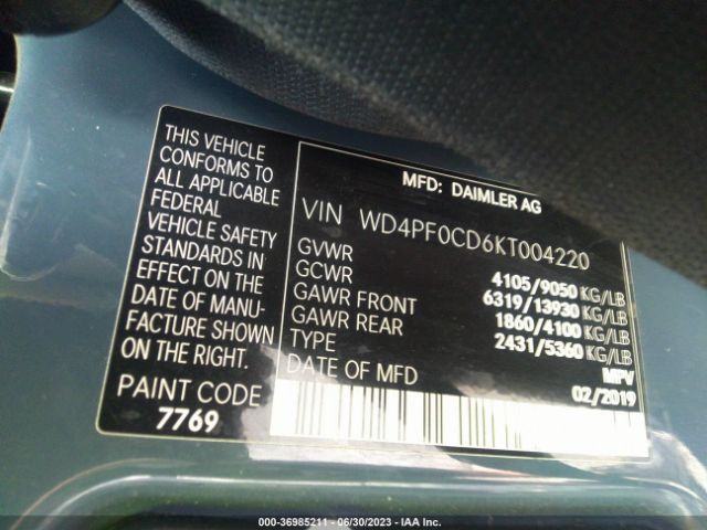 WD4PF0CD6KT004220 Mercedes-Benz SPRINTER VAN