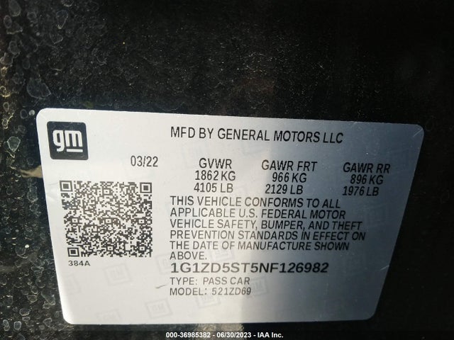 Chevrolet MALIBU LT 2022 1G1ZD5ST5NF126982 Image 9