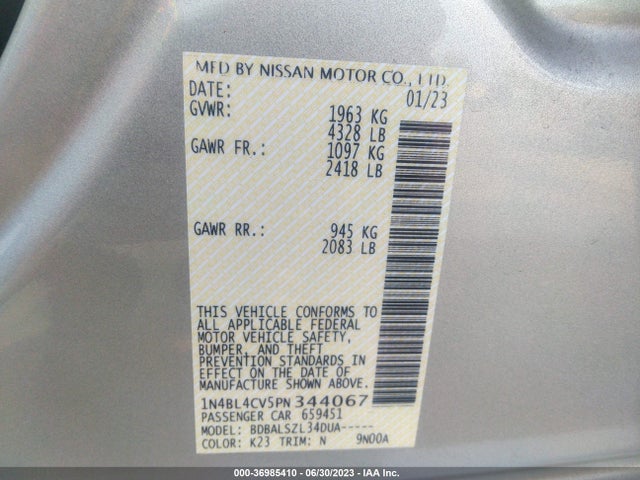 Nissan Altima 2.5 Sr 2023 1N4BL4CV5PN344067 Image 15