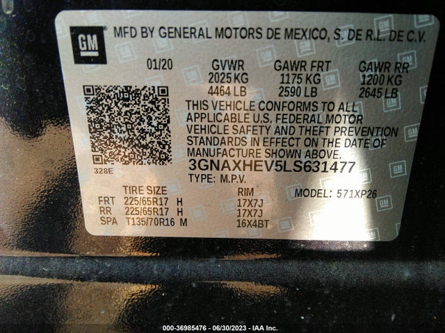 Chevrolet EQUINOX LS 2020 3GNAXHEV5LS631477 Image 9