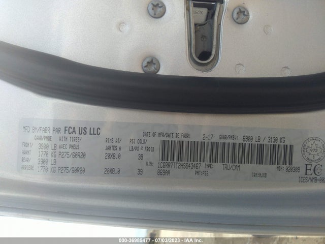 1C6RR7TT2HS643467 RAM 1500 Outdoorsman