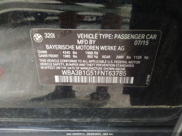 WBA3B1G51FNT63785 BMW 3 Series 320i