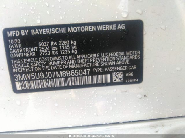 3MW5U9J07M8B65047 BMW 3 Series M340i Xdrive