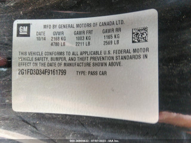 Chevrolet CAMARO LT 2015 2G1FD3D34F9161799 Image 9
