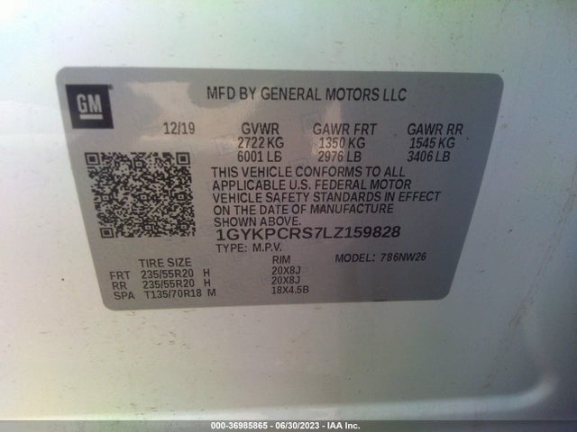 1GYKPCRS7LZ159828 Cadillac Xt6 Fwd Premium Luxury