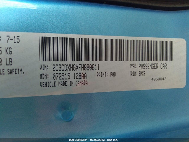 Dodge Charger Sxt 2015 2C3CDXHGXFH890611 Image 9