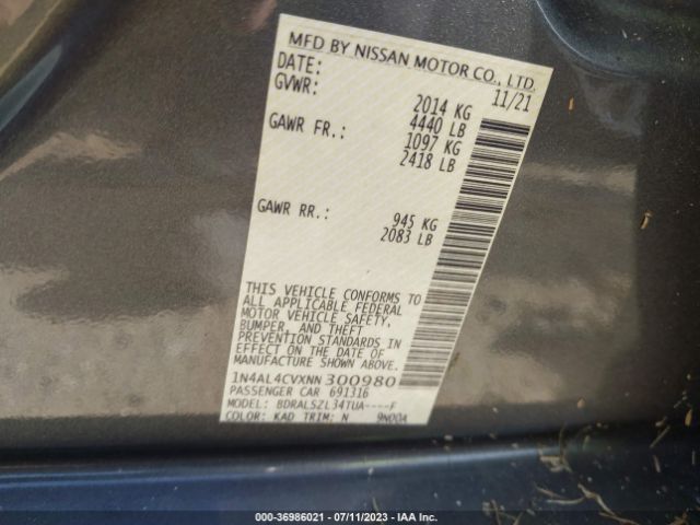 1N4AL4CVXNN300980 Nissan Altima 2.0 Sr