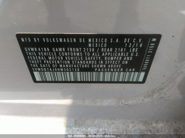 3VWDB7AJ9HM302128 Volkswagen Jetta 1.4t Se