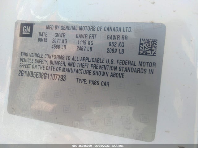 Chevrolet Impala Limited Lt 2016 2G1WB5E38G1107793 Image 9