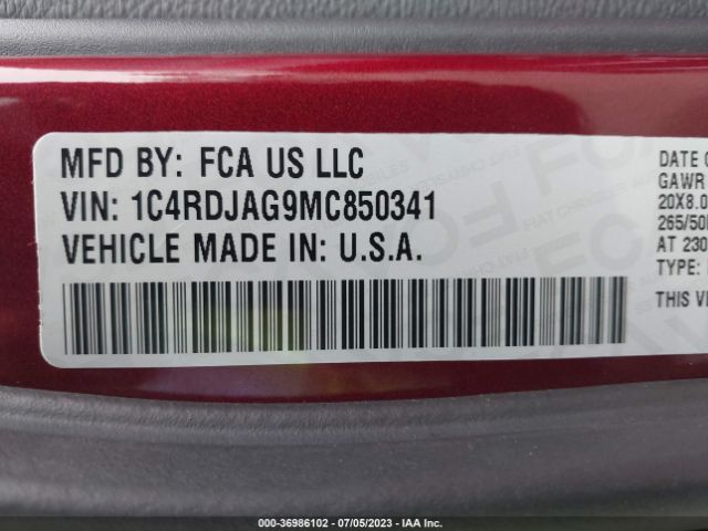 1C4RDJAG9MC850341 Dodge Durango Sxt Plus
