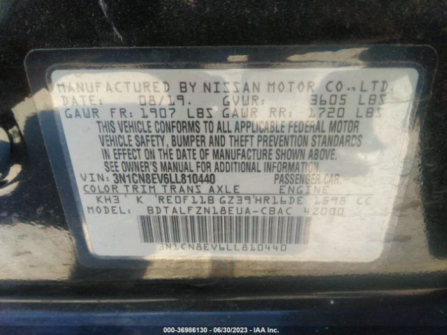 3N1CN8EV6LL810440 Nissan VERSA SV