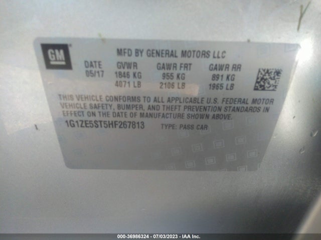 Chevrolet MALIBU LT 2017 1G1ZE5ST5HF267813 Image 9
