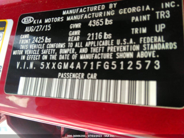 KIA Optima Lx 2015 5XXGM4A71FG512573 Image 10