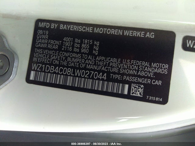 2020 Toyota Supra, VIN: WZ1DB4C08LW027044