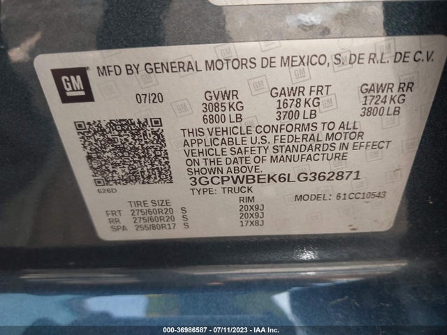 Chevrolet Silverado 1500 Custom 2020 3GCPWBEK6LG362871 Image 9