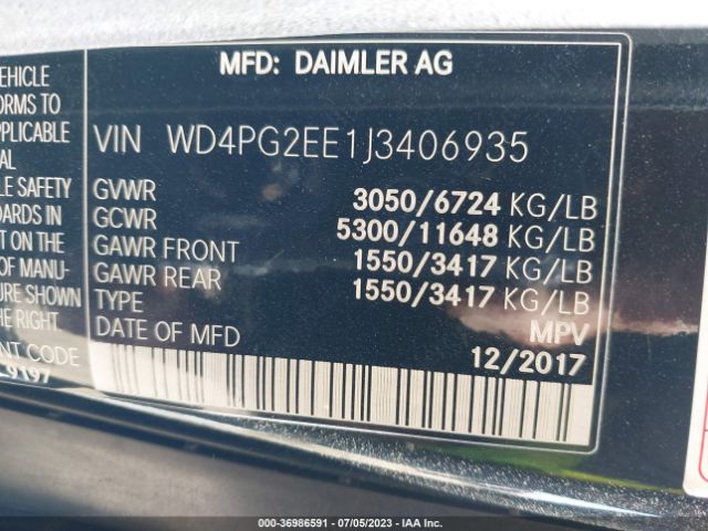WD4PG2EE1J3406935 Mercedes-Benz METRIS PASSENGER VAN